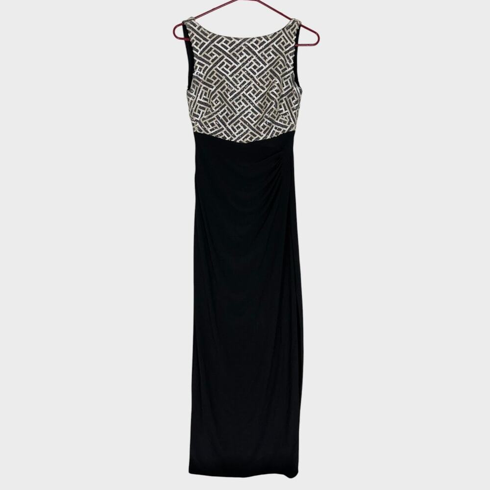 Lauren Ralph Lauren Size 2 Elegant Long Sequin Upper Slit Leg Maxi Dress - Picture 2 of 14